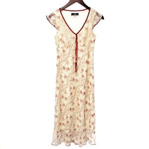 Sleeveless floral print | Polyester midi